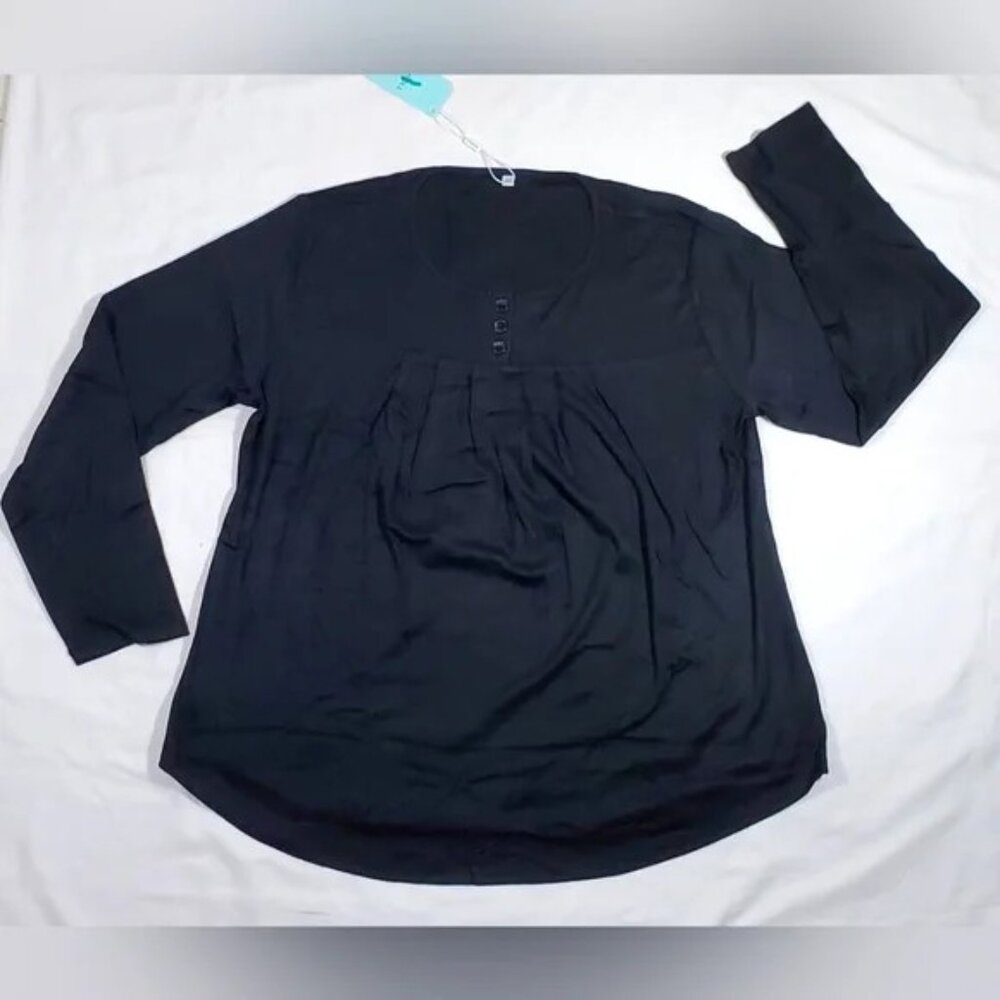 Wiholl Solid Black Long Sleeve Round Neck Tunic 2XL NWT